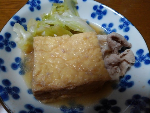 厚揚げと豚肉とキャベツの煮物